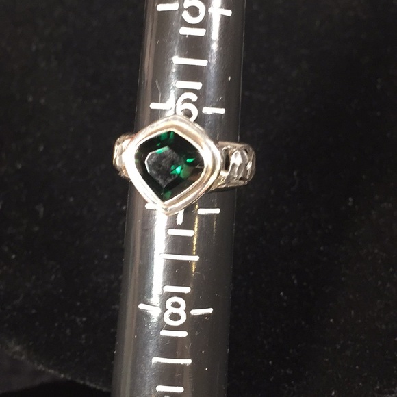 Lori Bonn Silver & Emerald Green Tourmaline Ring - Picture 2 of 5